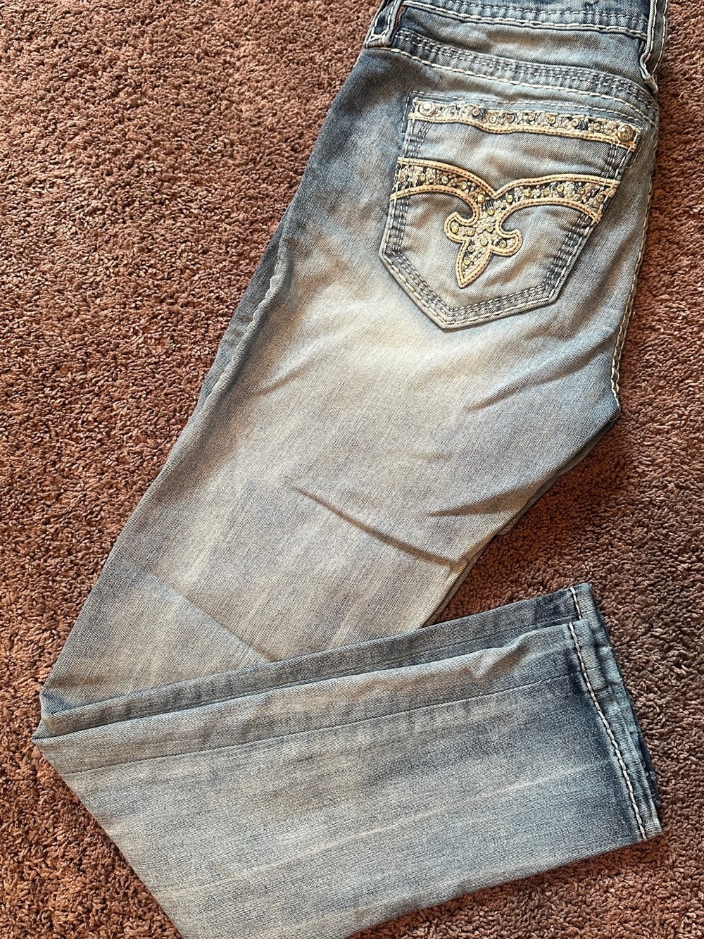 Rock Revival Light Blue Womens Jeans with Embellished Back Pockets